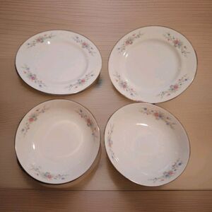 Florenteen Fine China Fantasia Japan Soup Bowls 5.5in & Saucers 6.5in Set of 4